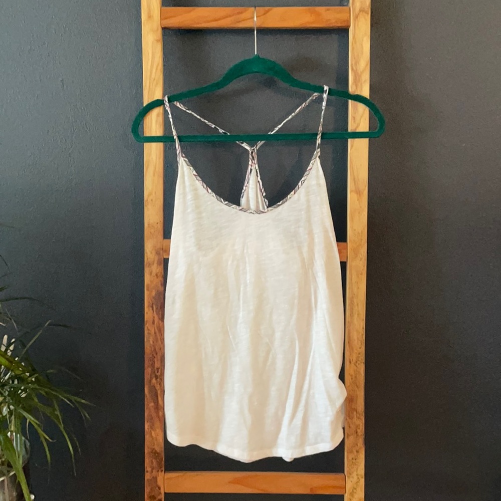 (PINK) white racer back tank top / tribal design